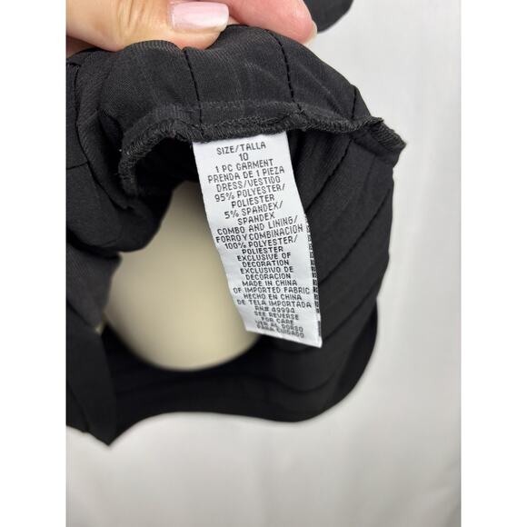 R&M Richards Black Blouson Dress | Women’s 10 | Rhinestone Shoulders - Picture 6 of 9